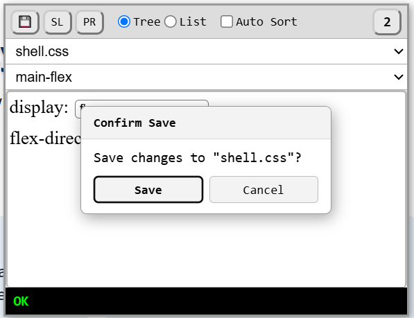 Screenshot: Saving