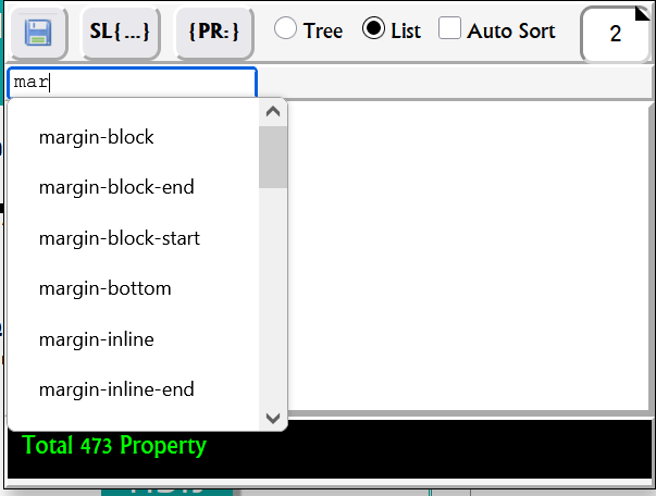 Screenshot: List view and search