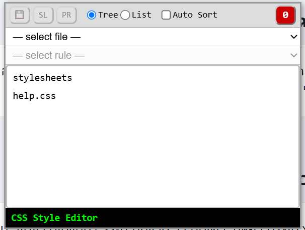 Screenshot: Selecting a CSS file