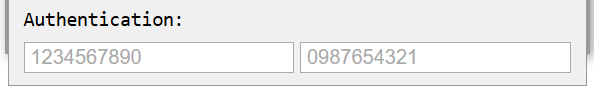 Screenshot: Authentication details